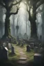 Placeholder: forest with graves no background