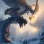 Placeholder: gigantic battle with a dragon in winter