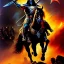 Placeholder: portrait oil on canvas, Death Dealer riding black horse ,shield right arm, axe left arm,comic book cover, mystical colors,insanely detailed,realistic,intrincate detail, 16k resolution, masterpiece,Frank Frazetta,Alex Horley, Simon Bisley,Oscar chichoni