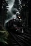 Placeholder: A steam train travelling through a spooky forest