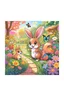 Placeholder: A beautiful butterfly, cute bunny and friendly squirrel looking excited in a colorful garden, child book illustration style