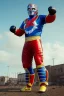 Placeholder: realistic image of joe biden as a mexican wrestling fighter posing, Mexican eyes wrestling mask, red and blue breeches, retro style, 80s, vibrant color, highly detailed, sky background, concept art, unreal engine 5, god rays, ray tracing, RTX, lumen lighting, ultra detail, volumetric lighting, 3d, finely drawn, high definition, high resolution.