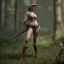 Placeholder: franz frazetta styl, cute elf hunter in the forest clearing