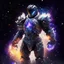 Placeholder: A battle suit made of galaxies and stars with a glove that has seven endless stones Battle armor from the extract of galaxies Battle armor from the extract of galaxies with a fiery sword