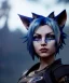 Placeholder: miqo'te character, wild blue hair, ominous, facepaint, waist up portrait, intricate, oil on canvas, masterpiece, expert, insanely detailed, 8k resolution, retroanime style, cute big circular reflective eyes, cinematic smooth, intricate detail, soft smooth lighting, soft pastel colors, painted Renaissance style