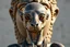 Placeholder: full body portrait of humanoid shiny yoga weasel semi transparent hypnotic kind eyes in front of statue of himself