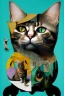 Placeholder: A cat, abstract and surrealism, collage of absurd art