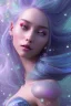 Placeholder: woman glitter blue fairy in a galactic ambiance, long blue hair, detailed gorgeous smile, delicate colors in the foreground, full of details, smooth, light effect，vaporwave colorful, smooth, extremely sharp detail, finely tuned detail, ultra high definition, 8 k, unreal engine 5, ultra sharp