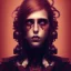 Placeholder:  high lit, steampunk, singer Danish MØ face, style Abstract portrait, darkred tones,