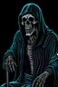 Placeholder: ultra high image quality, Grim Reaper, WEARING A 3 PIECE SUIT, POSED FOR DOLLAR BILL PORTRAIT, LINE TONE, WSJ STYLE, HEDCUT, Close-up of an set against AMOLED-worthy pure black backdrop, fantasy art style infused with filter, tailored for vertical wallpaper, exclusive design with no duplicates, radiating beauty suitable for a PC screen image, vivid colors, ultra fine, digital painting.