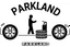 Placeholder: Simplified logo for Parkland Automotive Repair services representing services of automobile repairs and tire changes and oil/filter changes, includes text "PARKLAND", black on white