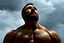 Placeholder: a muscular man who looks like Hans Gruber looks upward at a cloudy sky, film noir