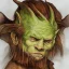 Placeholder: dungeons and dragons, fantasy, goblin, king, ochre skin, watercolour, distinct face, portrain, head