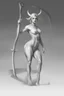 Placeholder: beautiful fairy with a beautiful face, horns and developed muscles