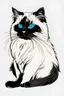 Placeholder: Birman Cat Breed clipart line art, half body short logo.