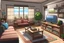 Placeholder: average suburban house living room in anime visual novel style