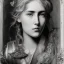 Placeholder: a young woman playing video games, Gustave Doré black and white illustration, beautiful eyes, beautiful face