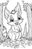 Placeholder: cute coloring page, sketch style, cute baby squirrel in the wood, cartoon, white and black, withe background, no shadows, outline.