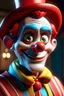 Placeholder: Generate a fully realistic Disney-style avatar in 4K resolution featuring a male character with large, expressive eyes and a cheerful facial expression. The character should be dressed as a circus clown, with vibrant and whimsical attire. Pay attention to intricate details in the clown costume to capture the charm and playfulness associated with Disney characters. Emphasize a sense of joy and entertainment in both the facial expression and the clown attire. Ensure that the eyes are captivating a