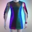 Placeholder: Glittery rainbow dress on mannequin