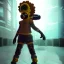 Placeholder: Lisa Simpson cyberpunk unreal engine character very detailed cinematic view,8k, glowing, sexy, beautiful, gasmask