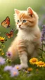 Placeholder: Love cat , love dog , add a butterfly on a wild flowers to this picture