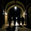 Placeholder: Men leaving the mosque at night