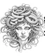 Placeholder: Medusa's petrifying gaze., realistis tatto sketch style, white background, profesional tatto sketch