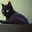 Placeholder: Gato negro, durmiendo, noche, triste, perspectiva