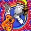 Placeholder: hippie Santa playing electric guitar psychedelic peace sign, MUSHROOMS, TRIPPY, ACID, LSD, dreadlocks