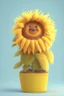 Placeholder: Cheery and cute sunflower in a pot avatar full body in fluffy material