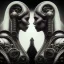 Placeholder: two viking girls kissing each other, hr giger, scary, steam punk, realistic, made in octane, cinematic, ultra-realistic, extremely detailed octane rendering, 8K, VRAY Super Real ar 2:3, dof photorealistic futuristic 50mm lens hard lighting dark gray tintype photograph, realistic lighting, sepia color