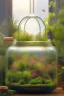 Placeholder: matte painting a glass jar terrarium filled with plants,concept art, digital art, sharp focus, trending on art station, illustration,digital painting ,