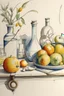Placeholder: Splashy wet watercolour of a still life
