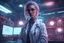 Placeholder: Looking into the camera, Close-up of a strong and arrogant female doctor in her laboratory, hyperrealistic 16k, 3d rendering, expressively detailed, dynamic light, Cyberpunk, steampunk, neon lighting