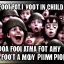 Placeholder: A foot falling down from the sky onto an army of children, in the style of Monty Python