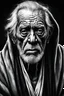 Placeholder: ugly old man, in a robe, prophet of god, Chiaroscuro ,hyper realism, realistic, highly detailed, high contrast , sharp, black and white.