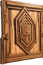 Placeholder: a wooden headboard with a fortnite theme carved into it, no background