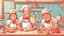 Placeholder: poster illustration of a chef, a boss, a rider, a villager smile together at the kitchen