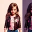 Placeholder: Natalie portman toddler, full body, leather jacket, floral shirt, floral skirt, shoe, soft skin, dramatic lighting, hyper realistic