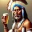 Placeholder: native American chief drinking beer