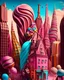 Placeholder: A surreal cityscape where buildings are made of candy and chocolate.