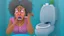 Placeholder: baffled black lady with cellphone using the toilet