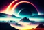 Placeholder: Alien landscape with Epic explanet with rings in the sky, valley, cinematic