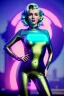 Placeholder: Realistic press image, retro sci-fi, portrait, blonde woman, sweet Marylin Monroe face, perfect iris, glow eyes. tight latex tights suit. Retro Futuristic city, cars flying. epic style, vibrant color, highly detailed, unreal engine 5, ray tracing, RTX, lumen lighting, ultra detail, volumetric lighting, 3d, finely drawn, high definition, high resolution.