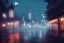 Placeholder: misty foggy area with a spirit inside in a bright japanese city at night