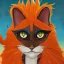 Placeholder: Orange longhairs cat with a clock, surrealism in the style of Salvador Dali