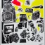 Placeholder: elements of photographic equipment. poster graphics. high detailed. acrylic painting and ink.