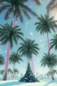 Placeholder: 1980's vaporwave aesthetic palm trees in Christmas winter