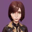 Placeholder: anna wintour with dark brown hair, blue eyes, happy, lego, steampunk